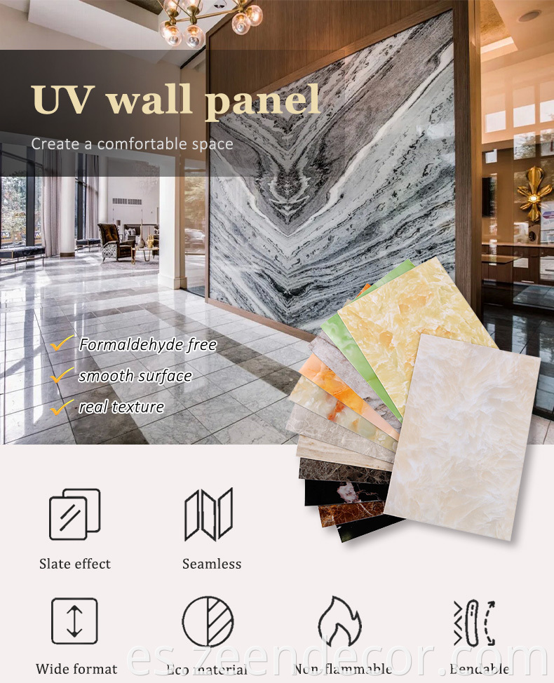 Precio de fábrica Hoja UV de mármol de alto brillo personalizado 1220*2440*Panel impermeable de la placa PVC de 3 mm para decoración de interiores